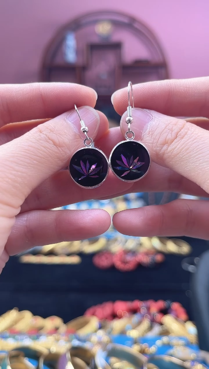 非遗 螺钿 耳环 莲花