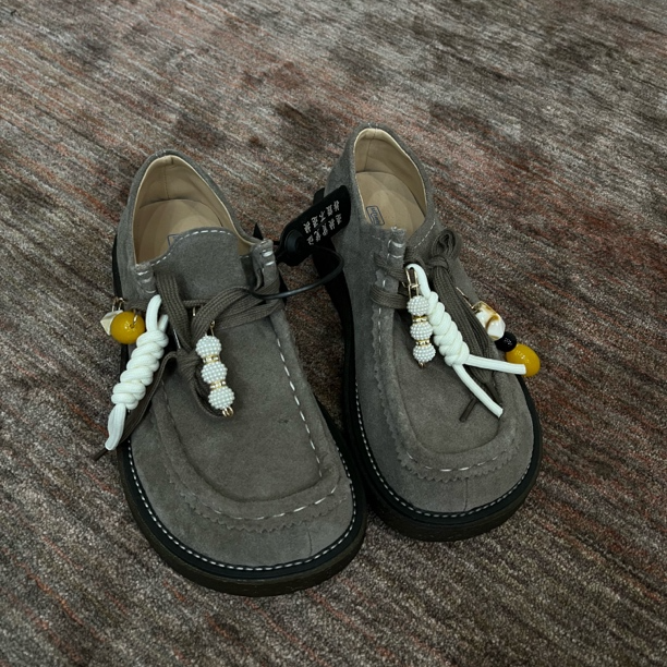 方块儿 磨砂乐福猪皮鞋复古休闲软底百搭