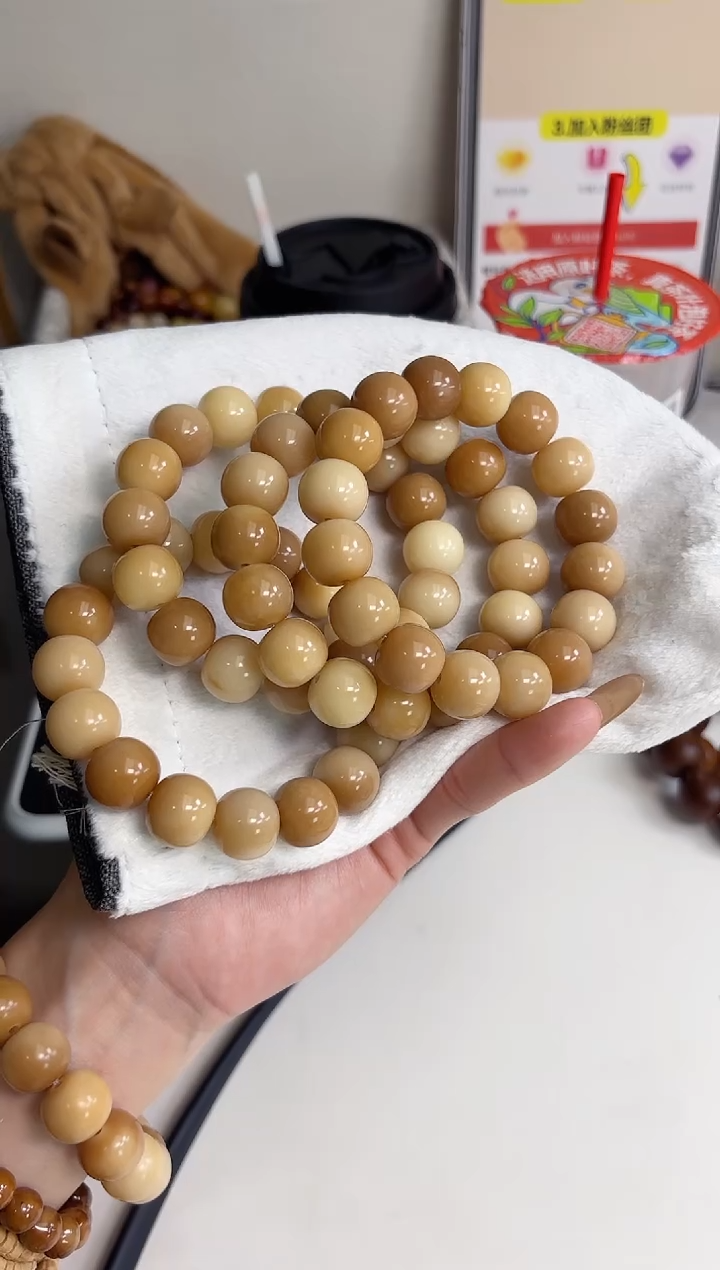 手串菩提根/象牙果沐f69紫美人干枯玫瑰干磨苹果13*15mm手串