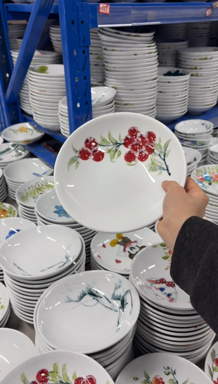 景德镇高温陶瓷食品级手绘釉中彩-圆深盘