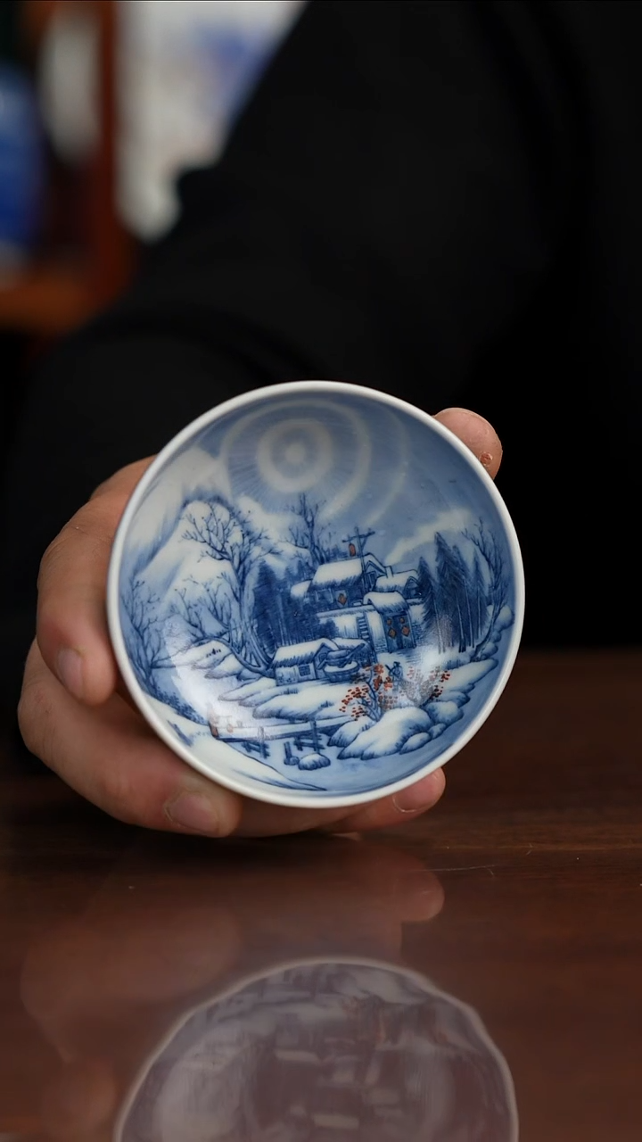 景琳藏青花山水冬日暖阳