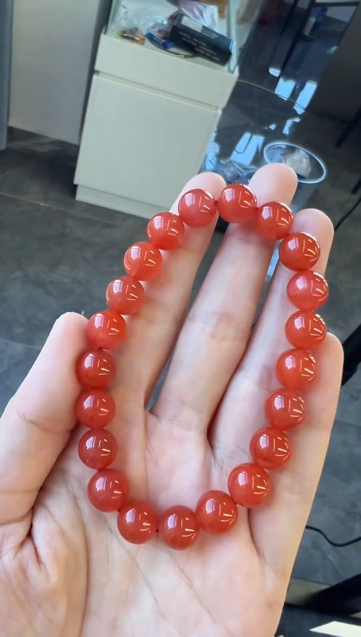 未镶嵌手链南红玛瑙A28冰红南红手串9mm+