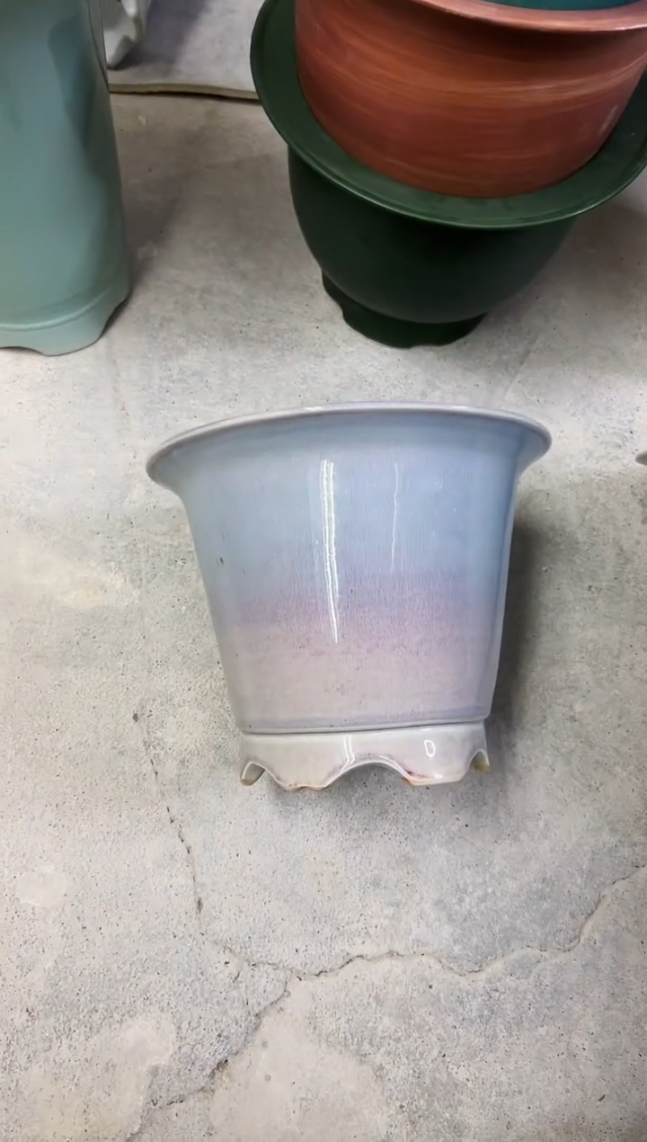  微瑕景德镇颜色釉花盆高17外口21内口17