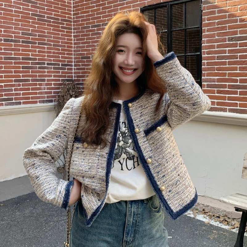 F120上衣修身型短款法式气质女小香风时尚包袖春秋短外套 FB