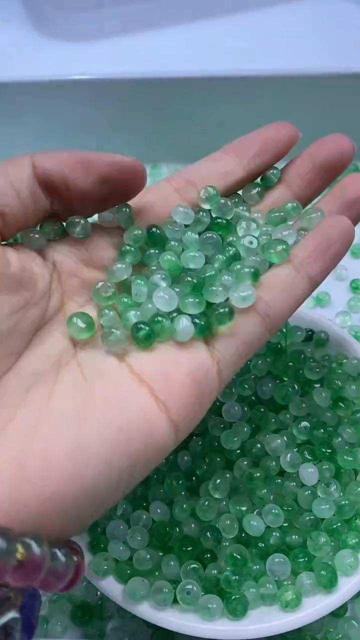 颈饰未镶嵌水晶w3234苹果绿碧玺算盘6*4mm*20颗