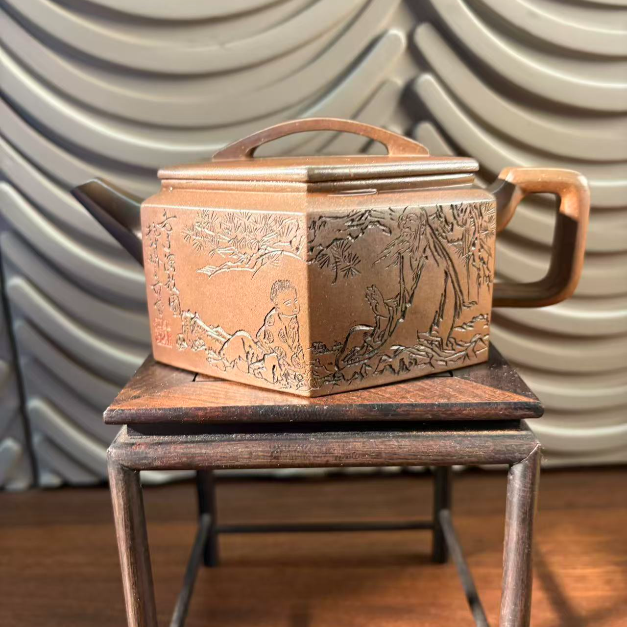 凡凡会客厅 BTJ166 蒋彦 六方汉瓦 曼晞梨皮320cc 紫砂壶