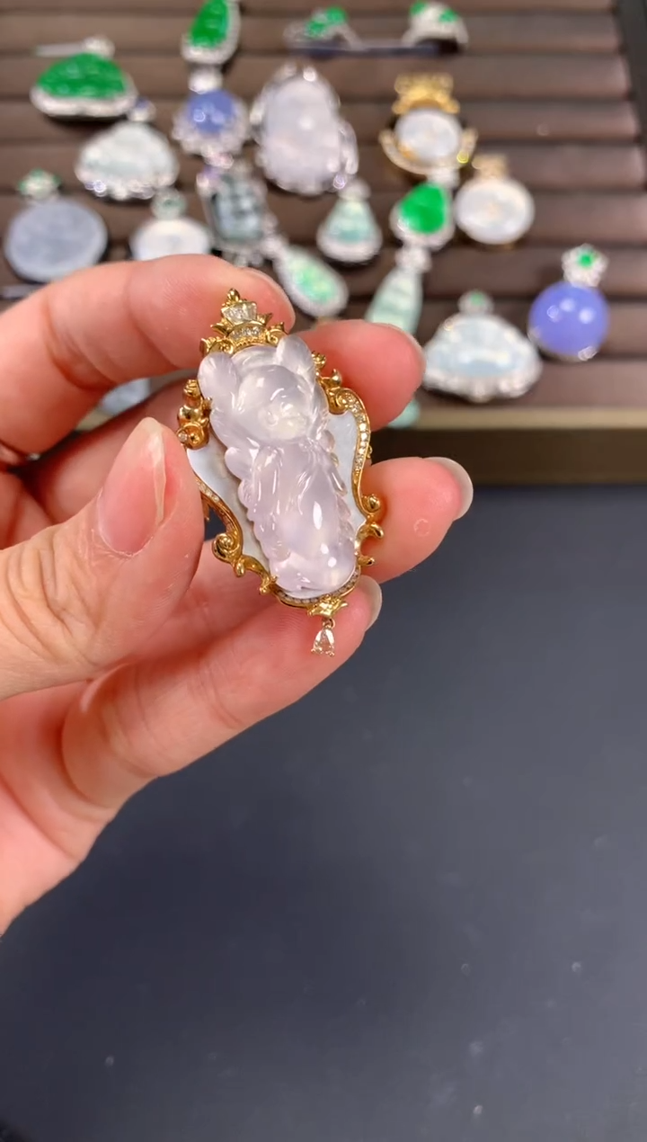 【闪购商品】翡翠吊坠(不含链)18K金镶嵌C30|17800