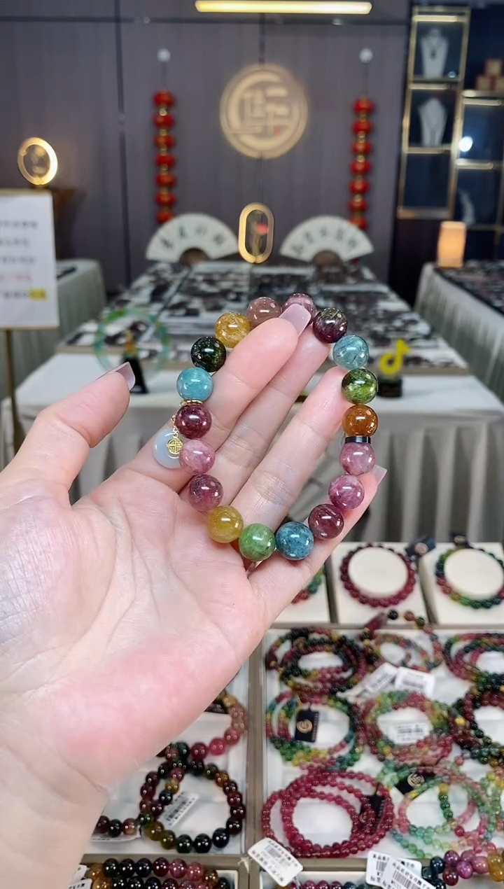 未镶嵌老矿碧玺彩虹单圈手串11mm+碧玺hon多样性发一条