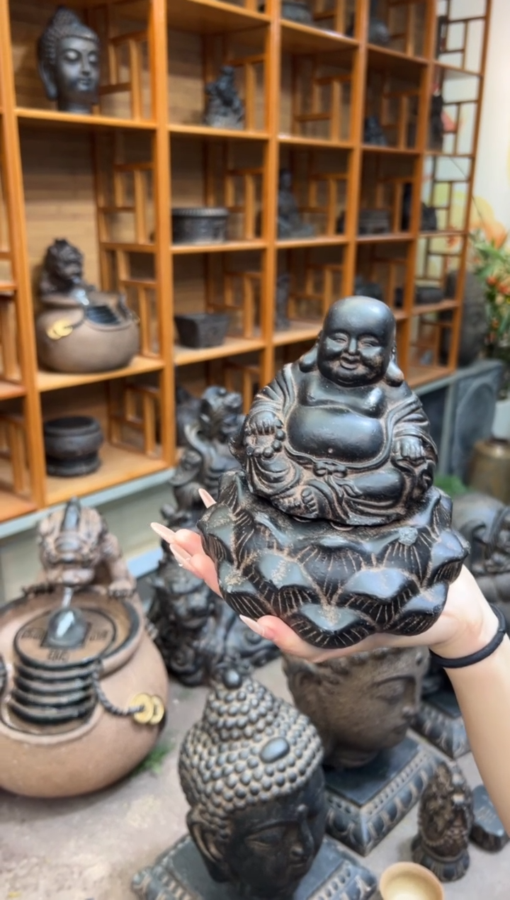 陶土【火山泥】未来佛+莲蓬实心底座