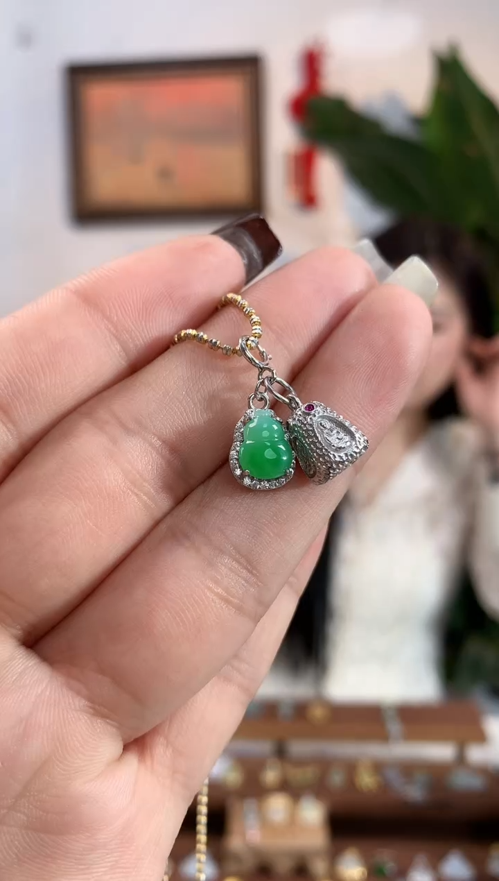 【闪购商品】翡翠银S925镶嵌颈饰DIAOZHUI