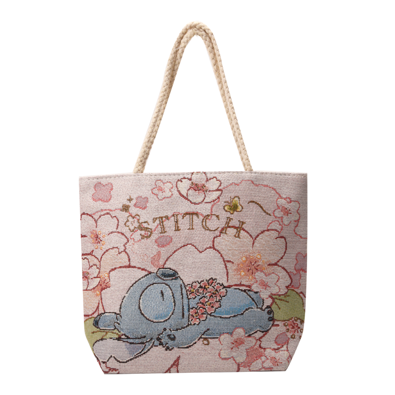 阪织屋迪士尼正版联名拉链手提包时尚百搭复古刺绣包