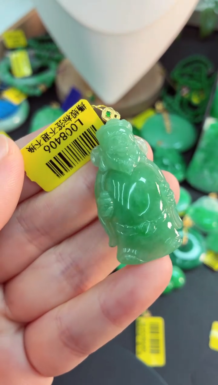 吊坠(不含链)18K金镶嵌翡翠挂件