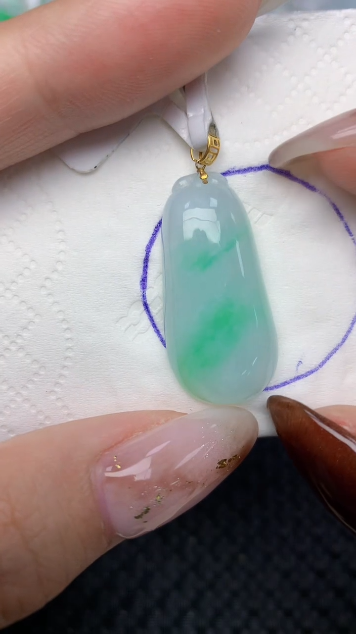 颈饰18K金镶嵌翡翠天然缅甸翡翠a货百元以上9元证书费自理