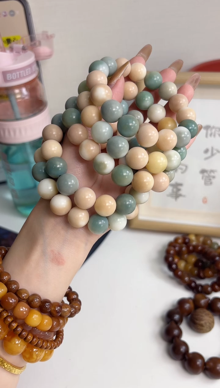 手串菩提根/象牙果沐j03桂花甜糕玉化圆珠14mm手串