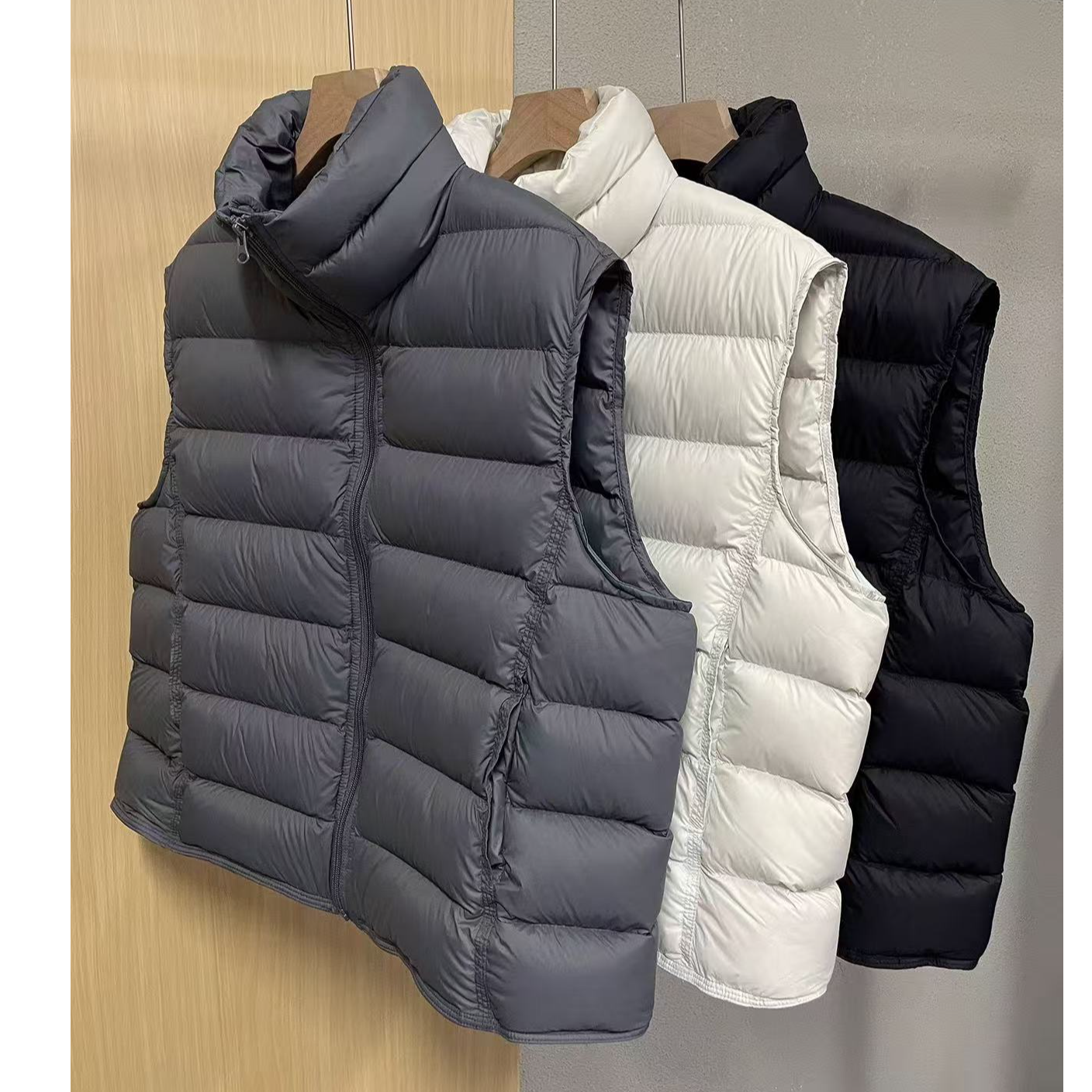 【GS实拍】韩式纯色女拉链冬季立领时尚女士轻薄羽绒服