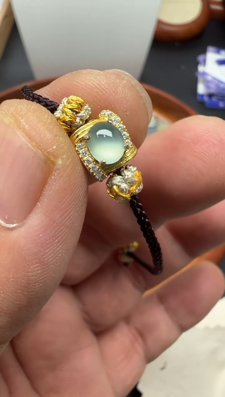 颈饰银S925镶嵌翡翠（9号链接）纯天然A货缅甸翡翠蛋面（潘拉拉）