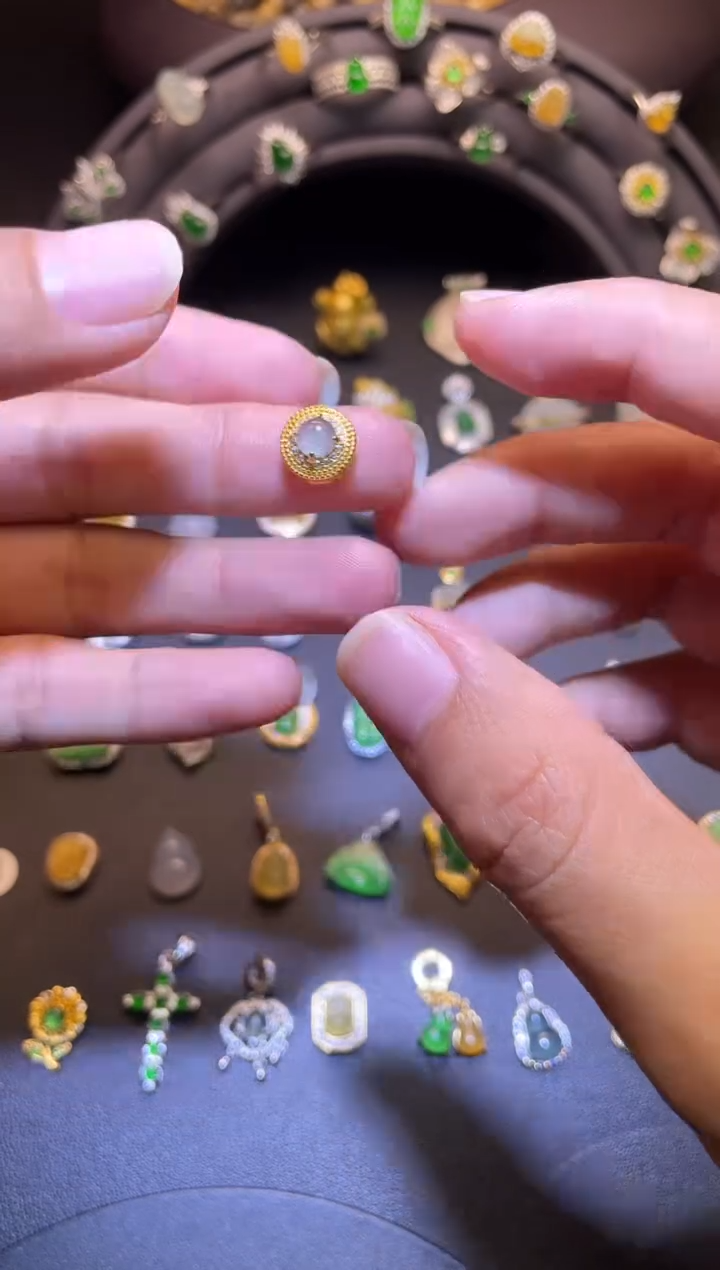 吊坠(不含链)银S925镶嵌翡翠1