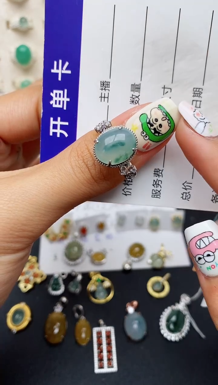 【闪购商品】翡翠戒指银S925镶嵌缅甸翡翠