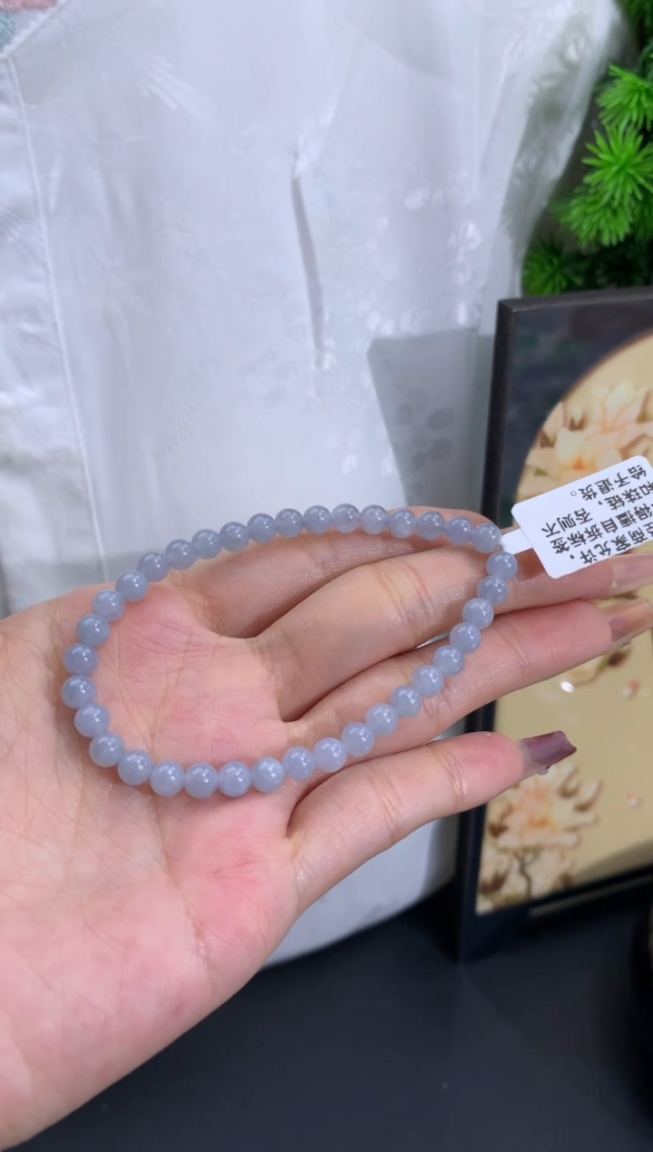 【闪购商品】翡翠手链未镶嵌蓝紫色 卡5mm