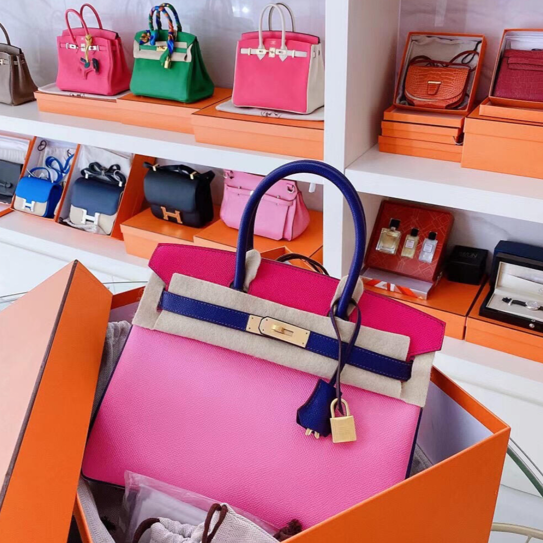 99新 Hermes/爱马仕 小花Jerry P214974064 Birkin 30 Epsom皮T刻