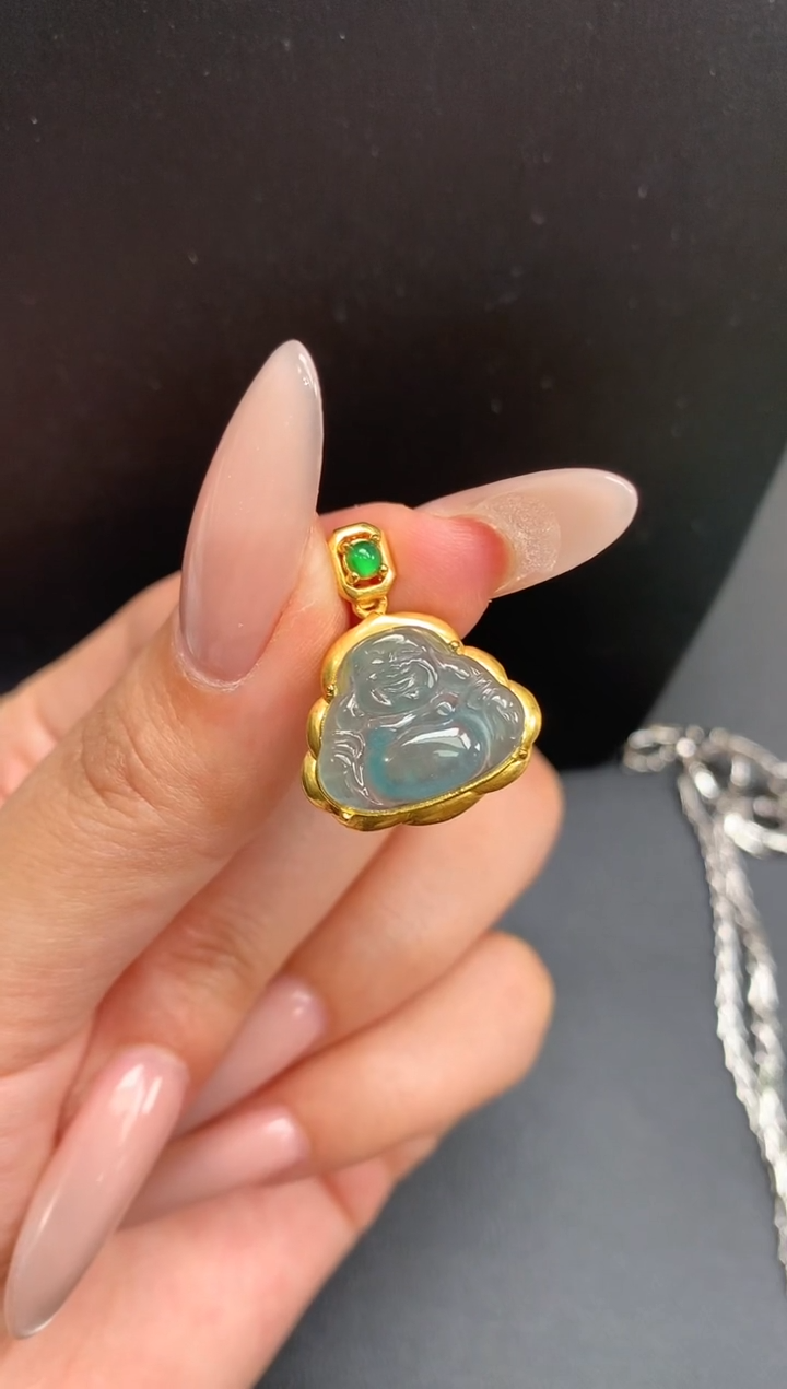 【闪购商品】翡翠颈饰18K金镶嵌佛公1175