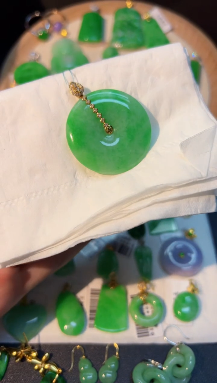 【闪购商品】翡翠颈饰18K金镶嵌Y缅料A货/支持复检/一件