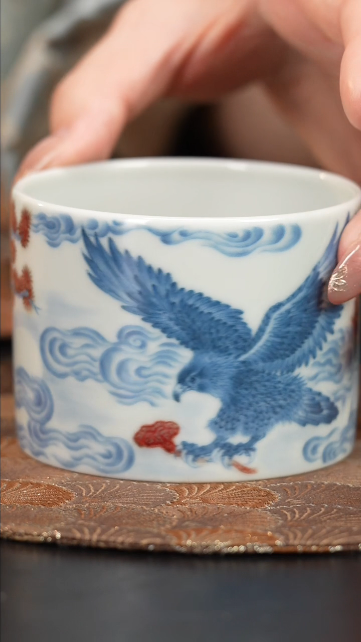 【闪购商品】杯屹朴堂青花釉里红大鹏