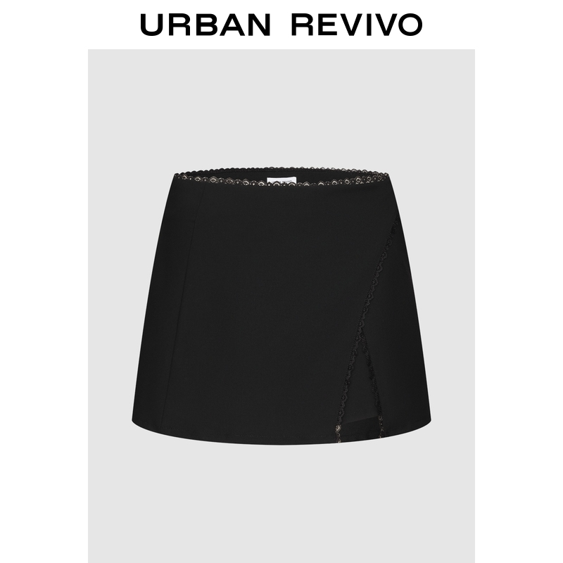 UR2025秋季新款女气质通勤拼接蕾丝花边超短款半裙UYY550047