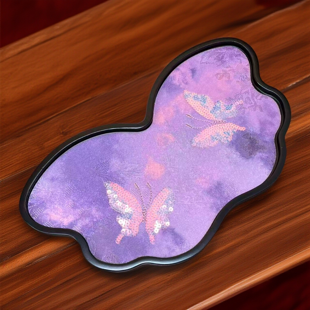 【时熙】竹制蝴蝶干泡茶盘精致织锦防水中式家用茶托轻奢茶具底托