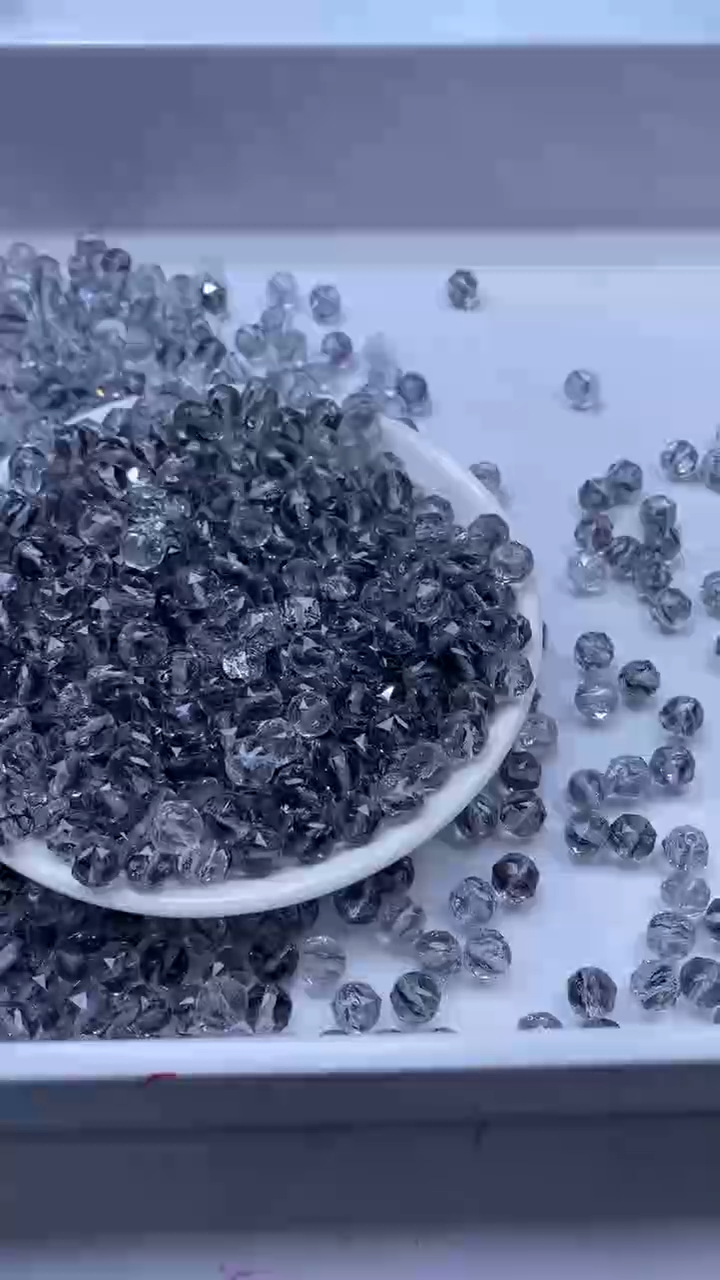 颈饰未镶嵌水晶W1803黑色碧玺切面8mm*15颗