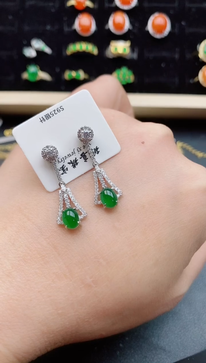 【闪购商品】翡翠耳饰银S925镶嵌121212