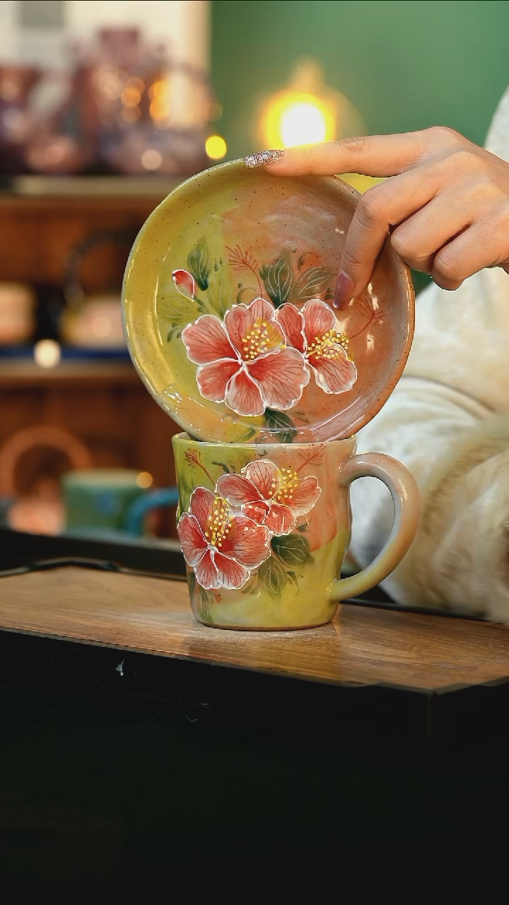 【闪购商品】杯手绘心瓷陶瓷浮力