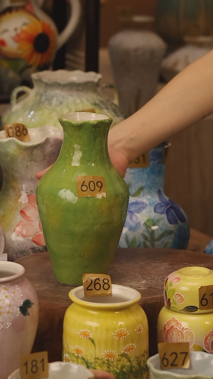 陶瓷609景德镇设计师手作花器摆件侘寂风