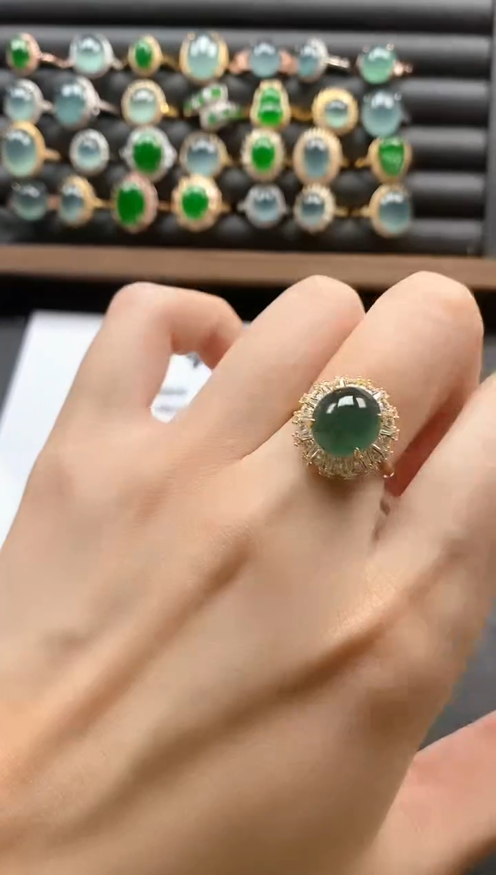 银S925镶嵌戒指翡翠51151