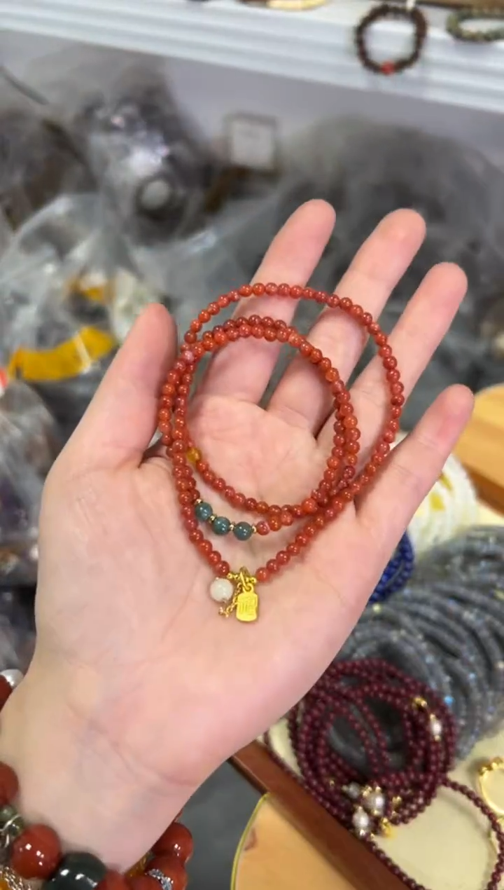 【闪购商品】南红玛瑙手链未镶嵌南红玛瑙翡翠款多圈[0280]