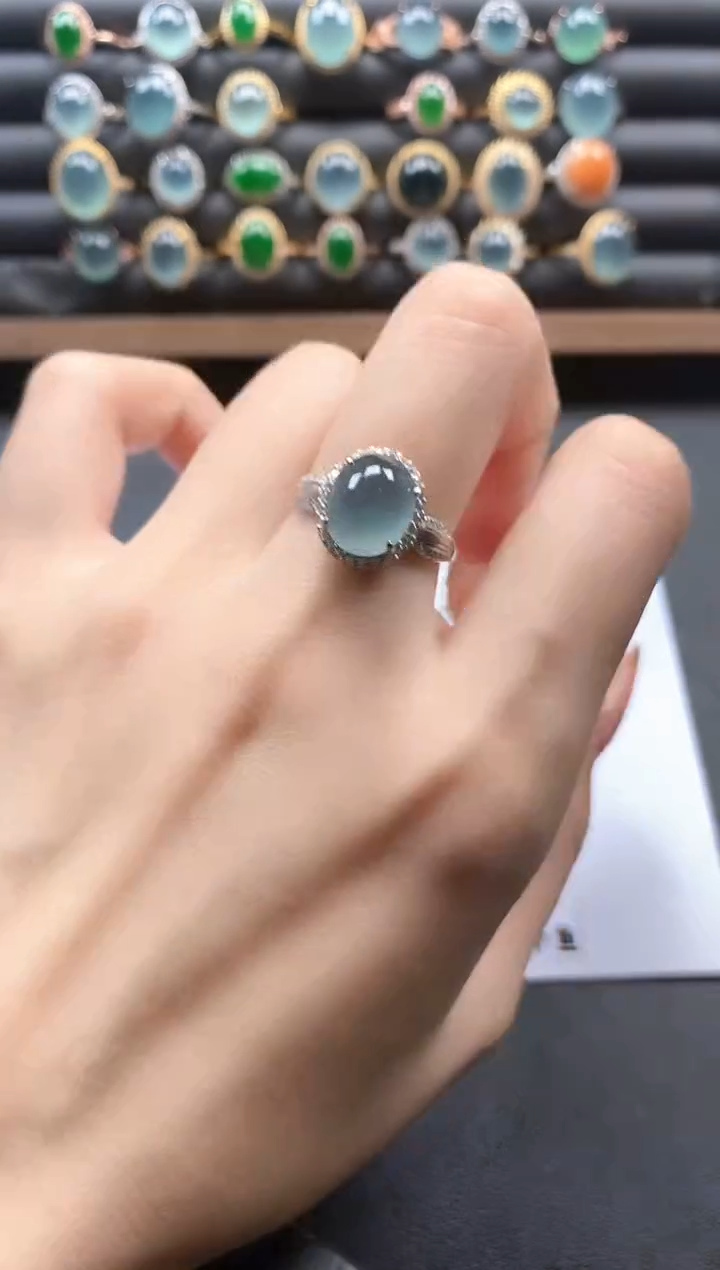 银S925镶嵌戒指翡翠51151`1