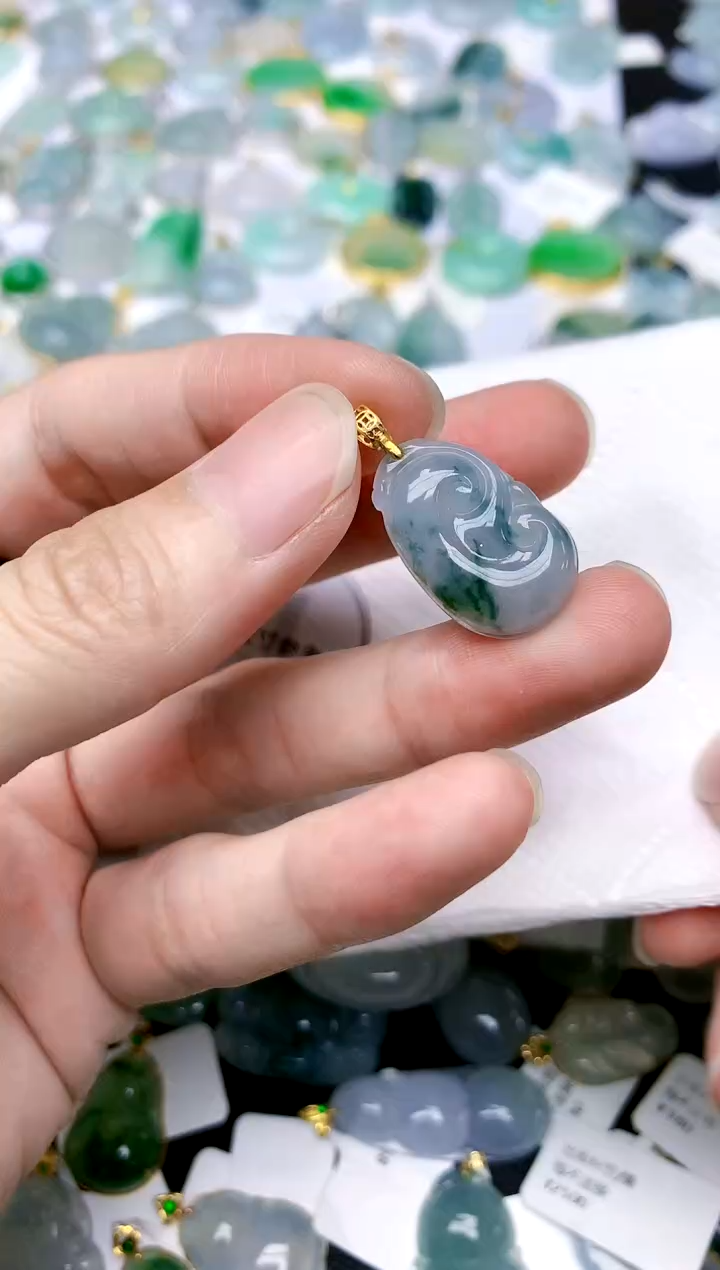 颈饰银S925镶嵌翡翠天然A货翡翠