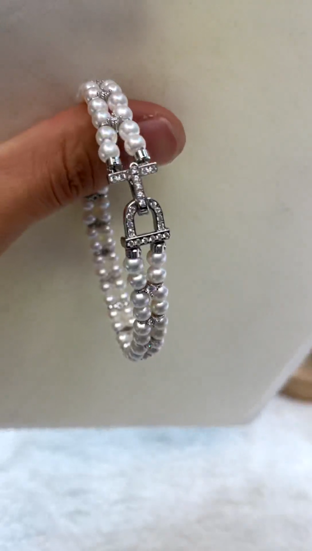 银S925镶嵌手绳淡水珍珠 