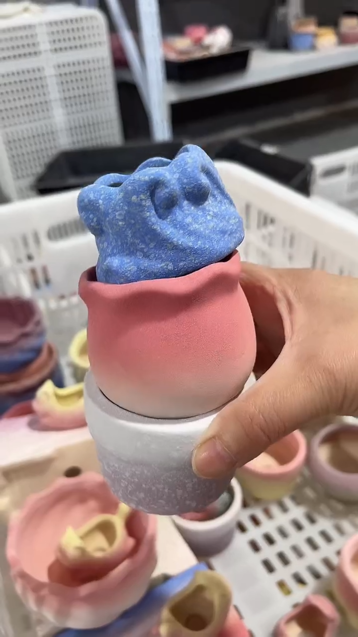 麦饭石粗陶多肉花盆微瑕三个