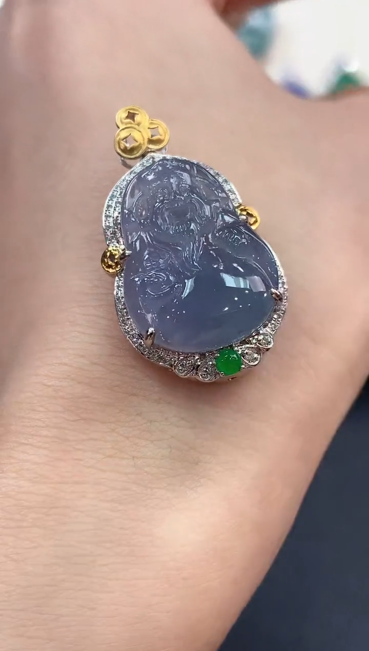 【闪购商品】翡翠吊坠(不含链)18K金镶嵌B90有色差