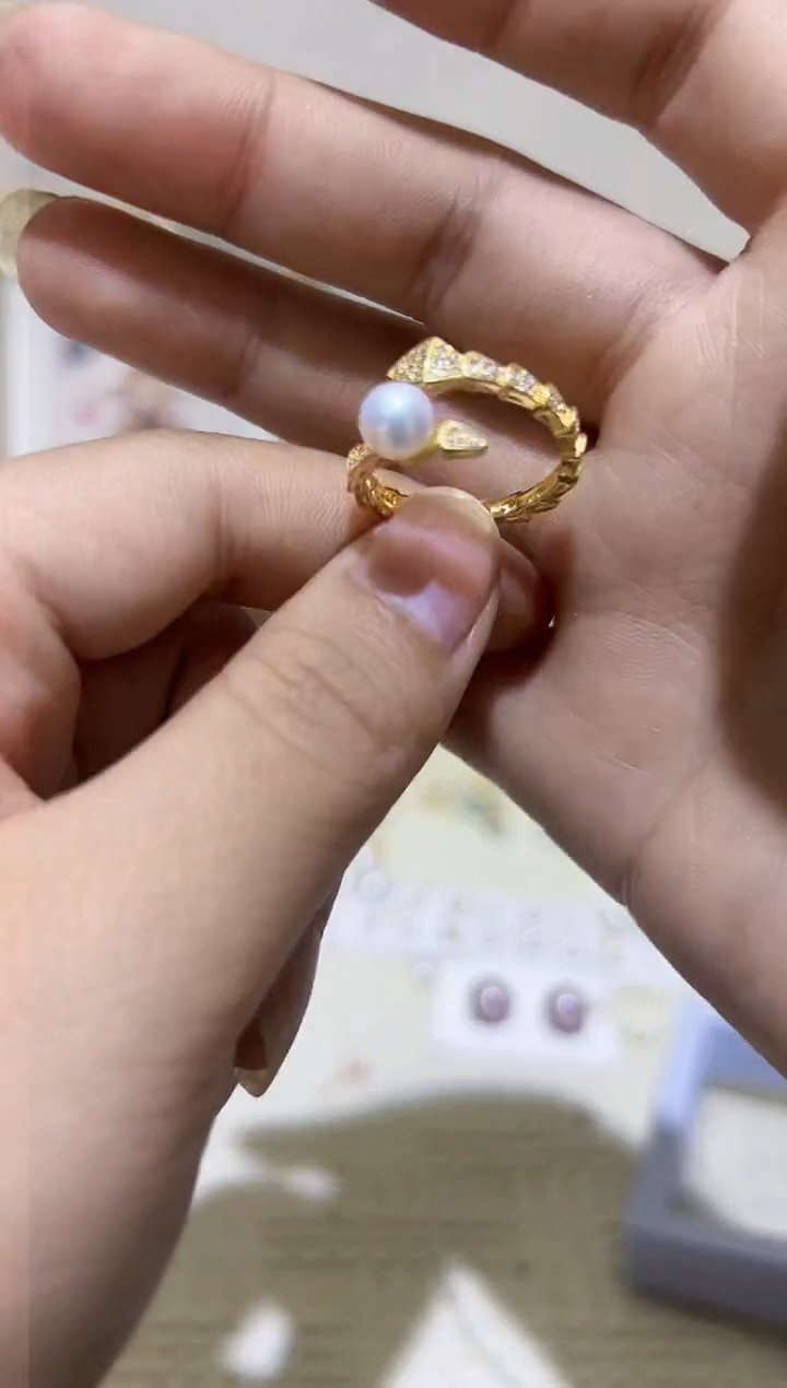 【闪购商品】淡水珍珠戒指银S925镶嵌21淡水珍珠77.77