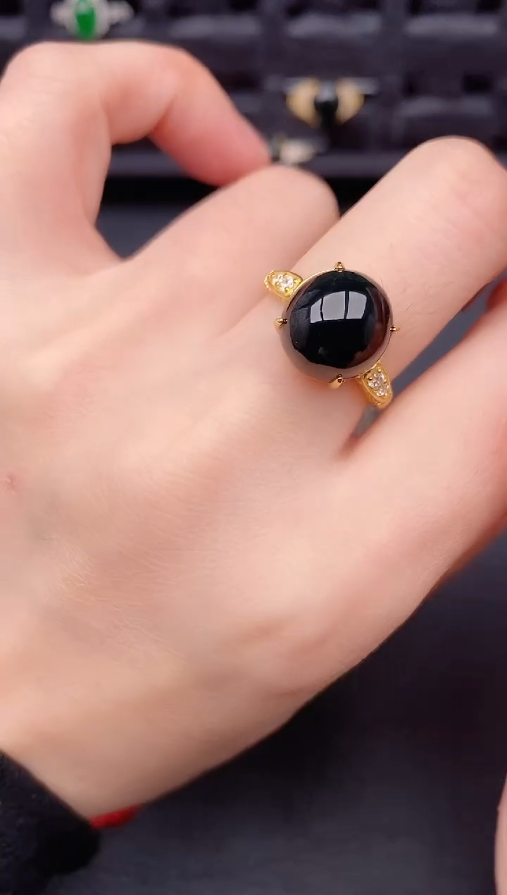 银S925镶嵌戒指翡翠天然a货翡翠237