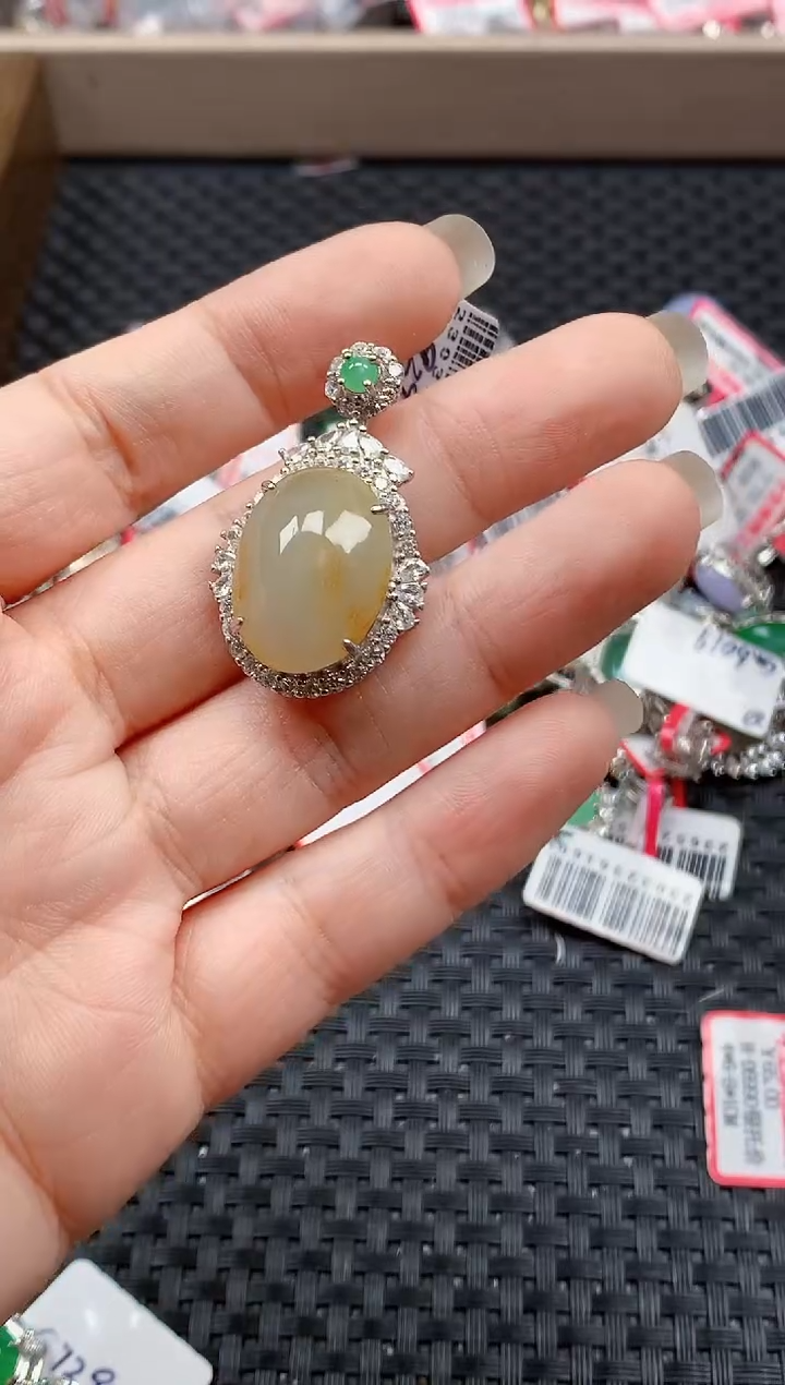 银S925镶嵌戒指翡翠天然A货缅甸翡翠