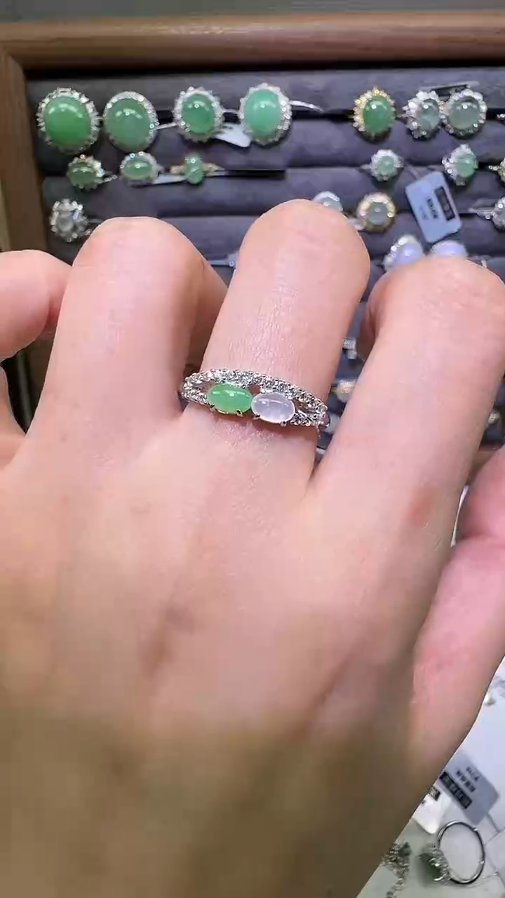 银S925镶嵌戒指翡翠戒指56