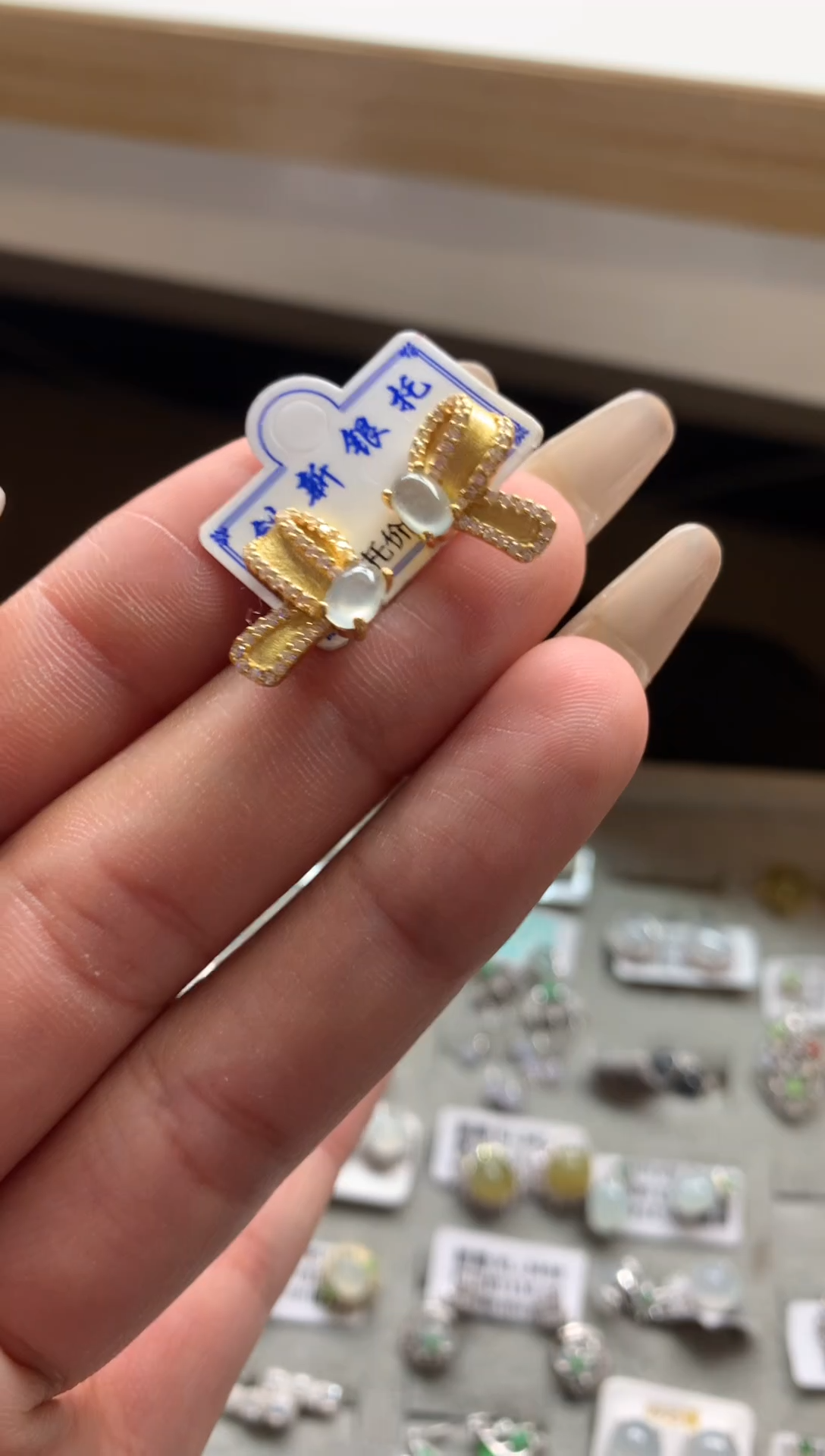 吊坠(不含链)银S925镶嵌翡翠耳饰