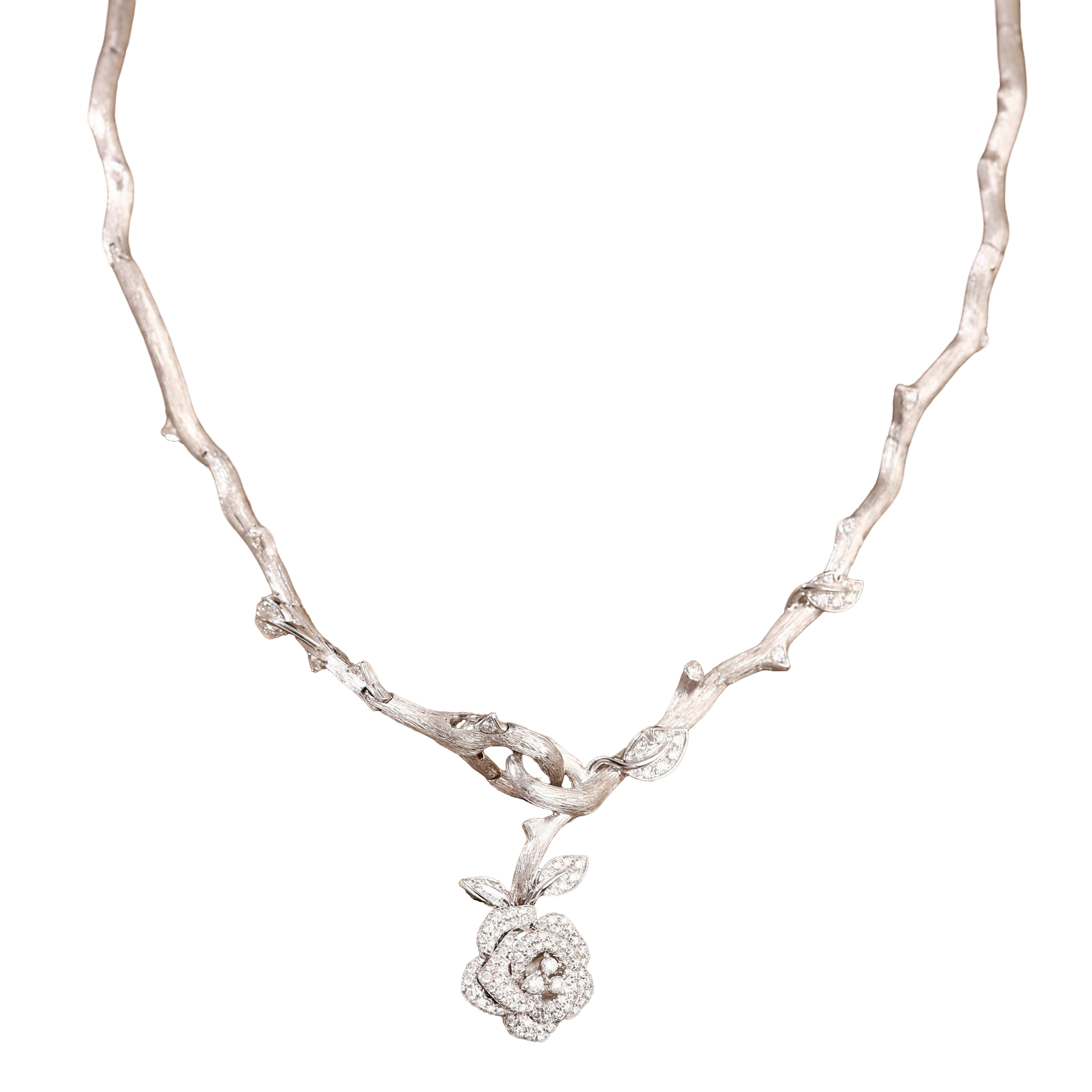 18K金钻石玫瑰花项圈 CZ (定制品质48小时鉴赏期)