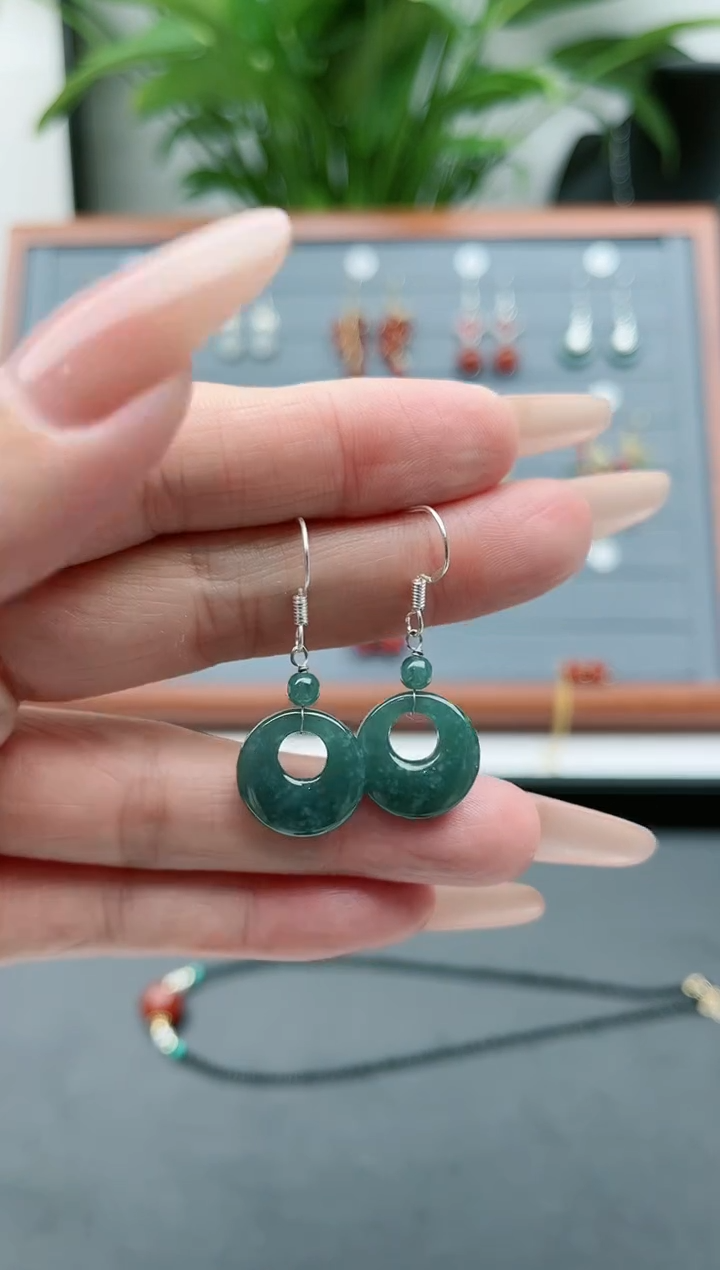 【闪购商品】翡翠耳饰银S925镶嵌10公主扣