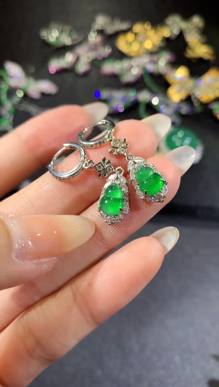 【闪购商品】翡翠耳饰银S925镶嵌105-耳饰（多样性发货一件