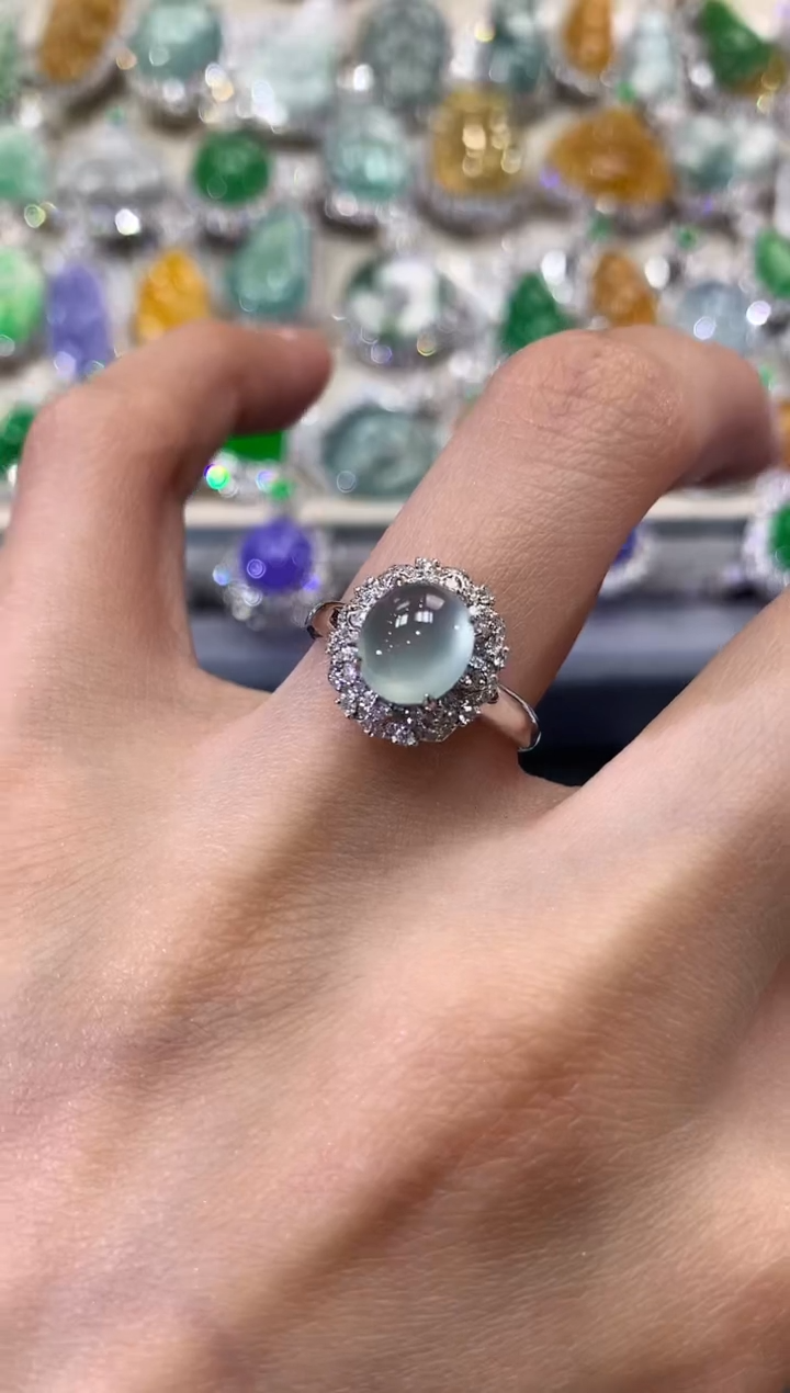 【闪购商品】翡翠戒指18K金镶嵌w17     