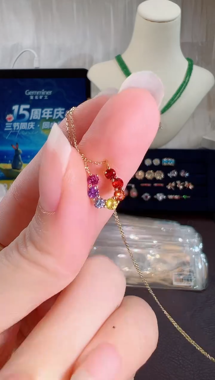 颈饰彩色蓝宝石18K金镶嵌BN18538-B#-Y#73